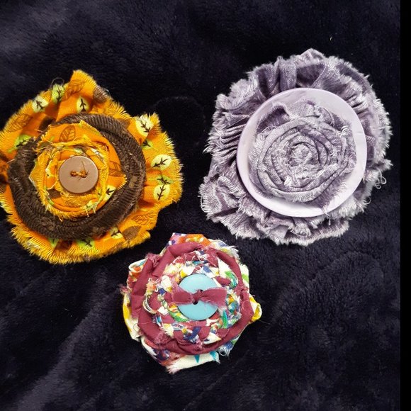 Homemade Jewelry - Three Vintage  Beautiful Colorful Handmade Pins